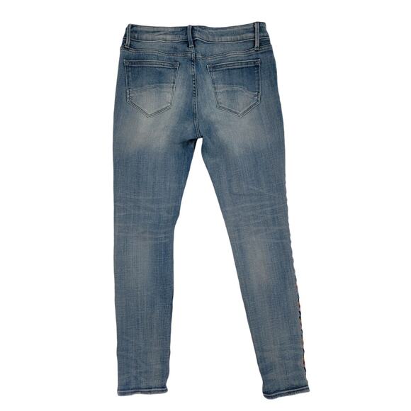 Driftwood Jackie Women's W28 L28 Distressed Skinny Jeans Embroidered Side Stripe - Picture 6 of 7